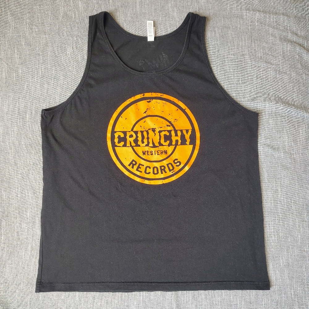 Crunchy Western Records Shirt Tank Top Size Large‎ Black Bella Canvas Texas